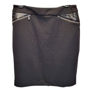 Worthington Black Knee-Length Pencil Skirt Faux Leather Panels - Size 8